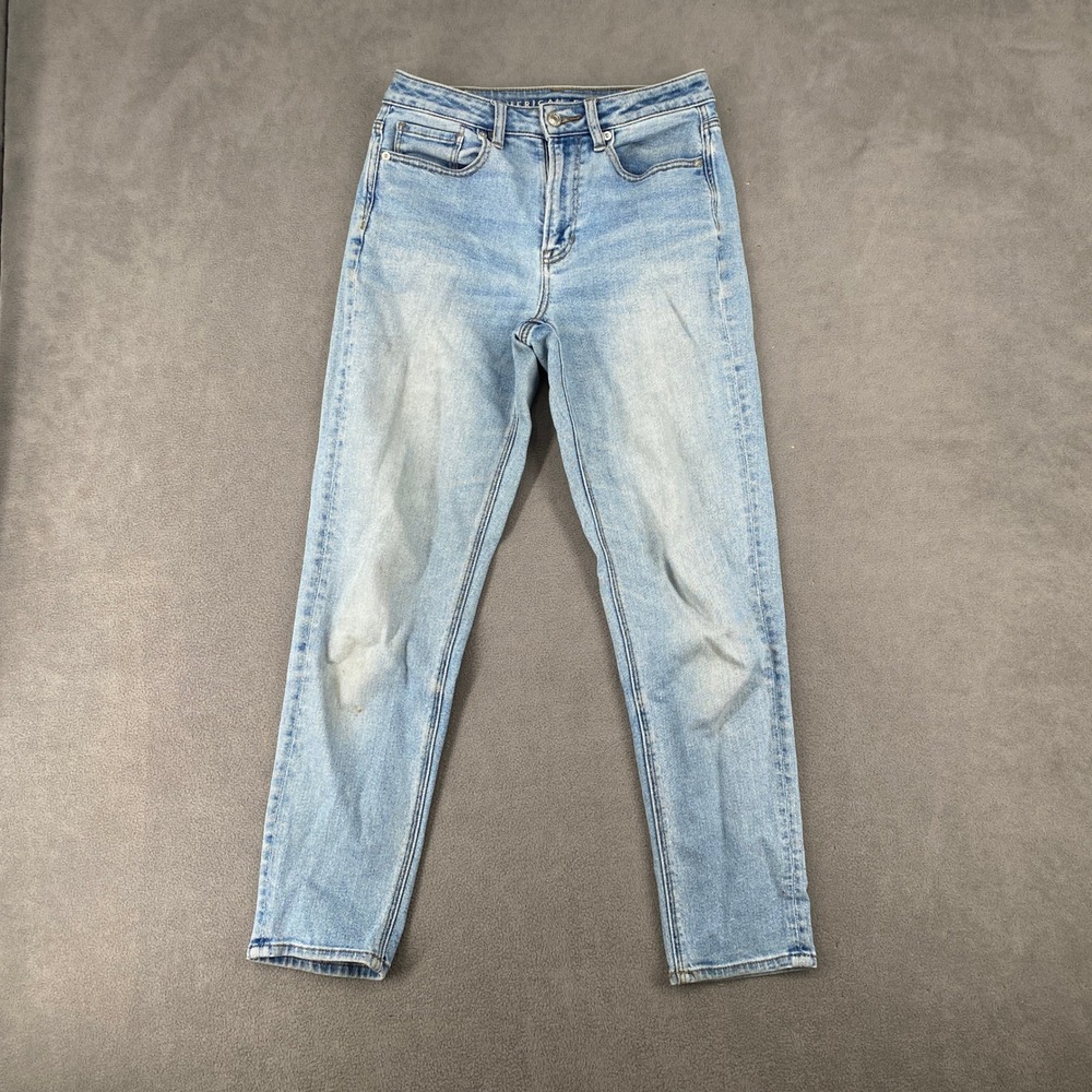 American Eagle Mom Jeans Womens 2 Regular Light Wash High Rise Stretch Denim